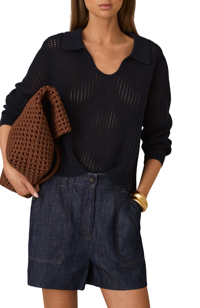 Reiss Ashby Linen Shorts, Alternate, color, Indigo