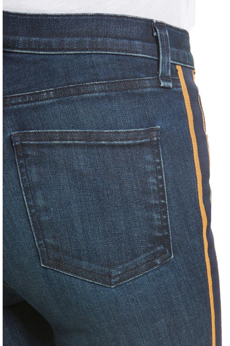 Carolyn Tuxedo Stripe Baby Boot Crop Jeans, Alternate, color, MIDNIGHT/ FRAY/ GOLD STRIPE
