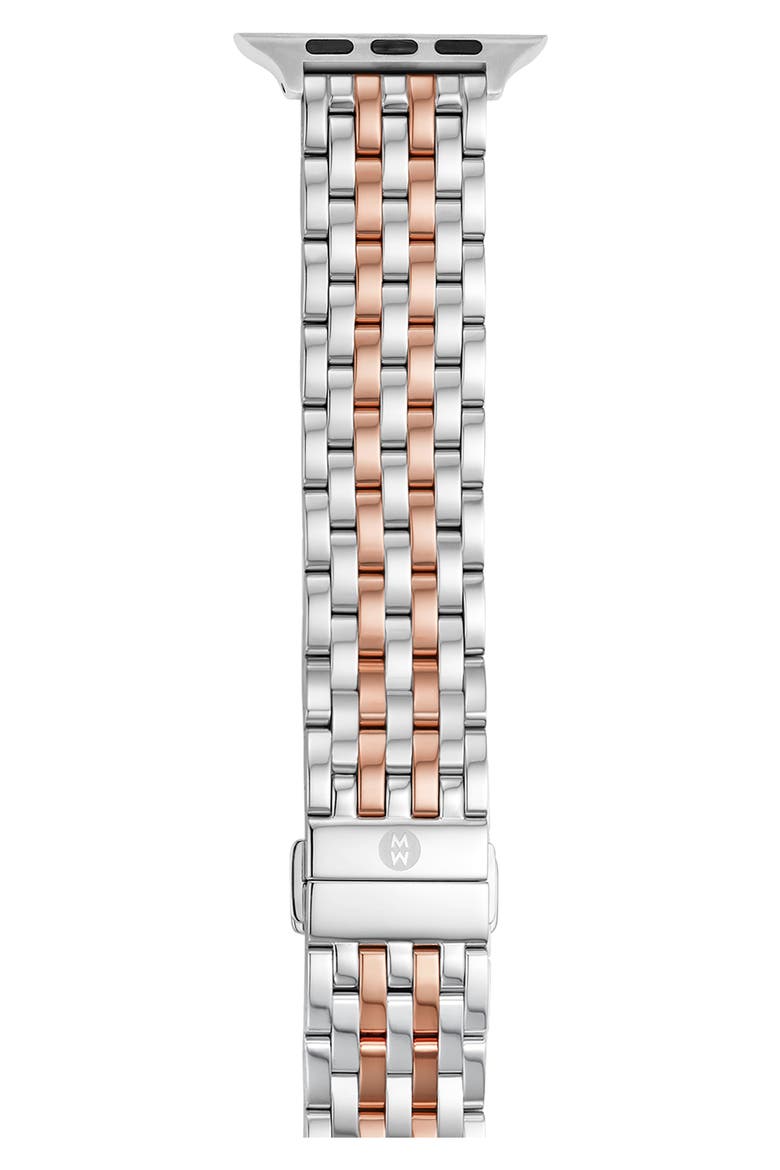 Stainless Steel 20mm Apple Watch® Bracelet Watchband, Main, color, SILVER/PINK GOLD