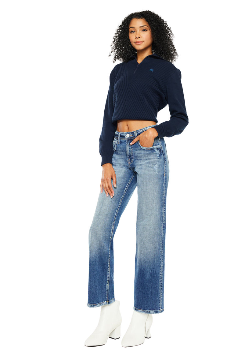 Angela Premier High Rise Slim Wide Leg Jeans, Alternate, color, Medium Wash