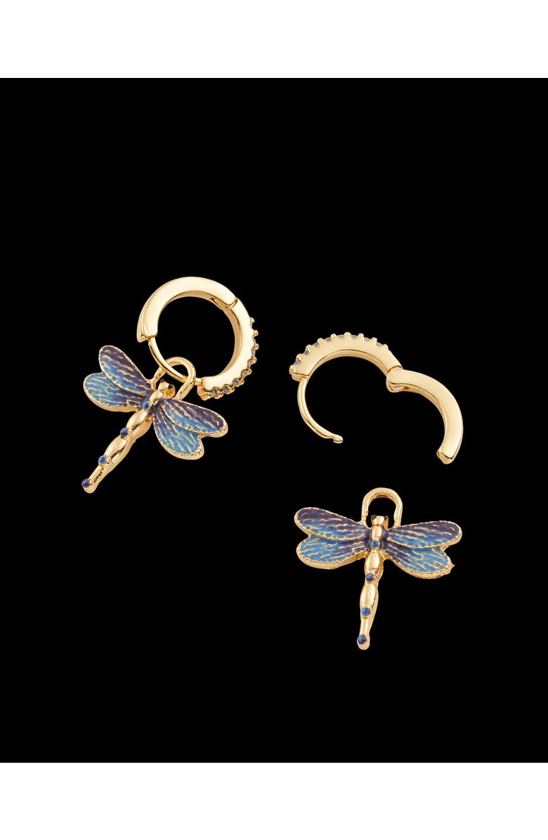Fable England Dragonfly Crystal Earrings, Alternate, color, Blue & Gold