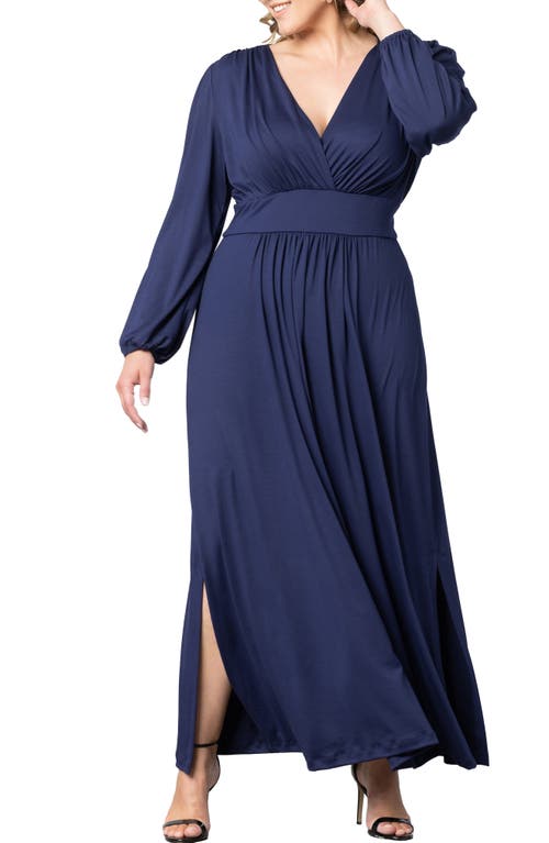 Kiyonna Kelsey Long Sleeve Maxi Dress In Nouveau Navy