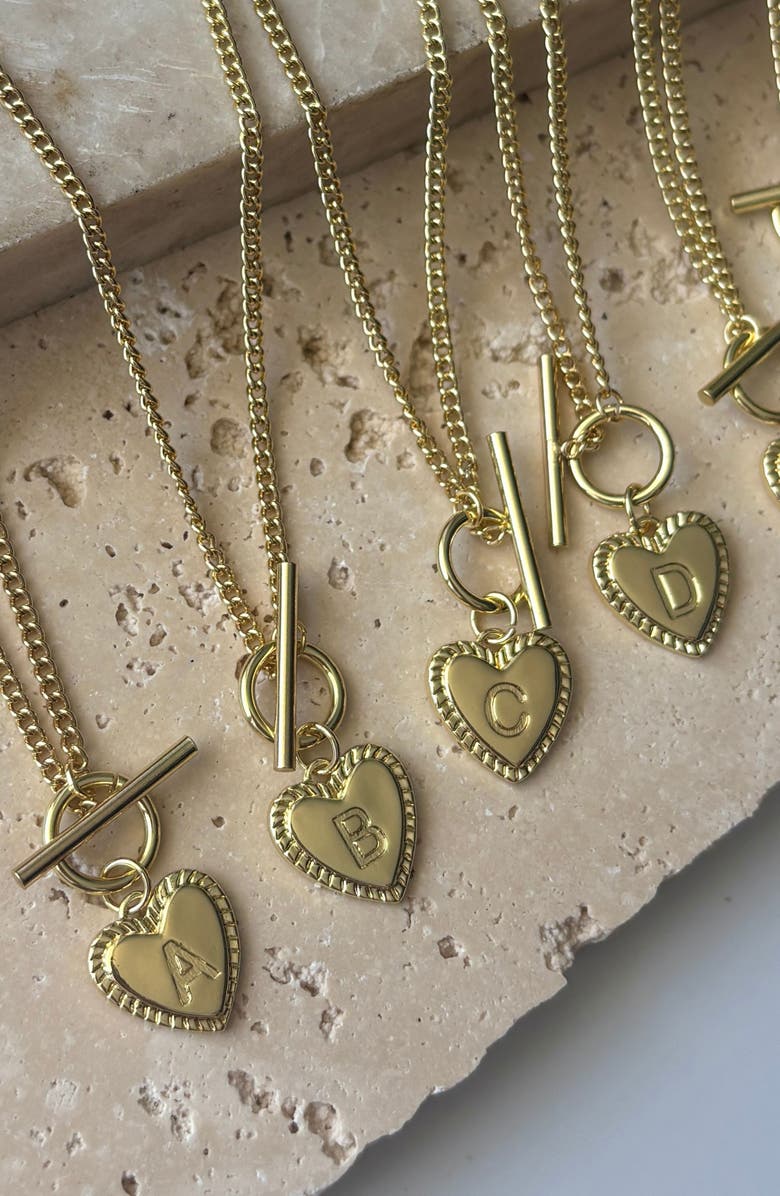 Adornia Initial Heart Toggle Necklace, Alternate, color, Gold-B
