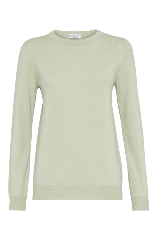 Brunello Cucinelli Cashmere Monili-detail Sweater In Mint Green