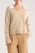 Ellen Tracy Double Collar Sweater