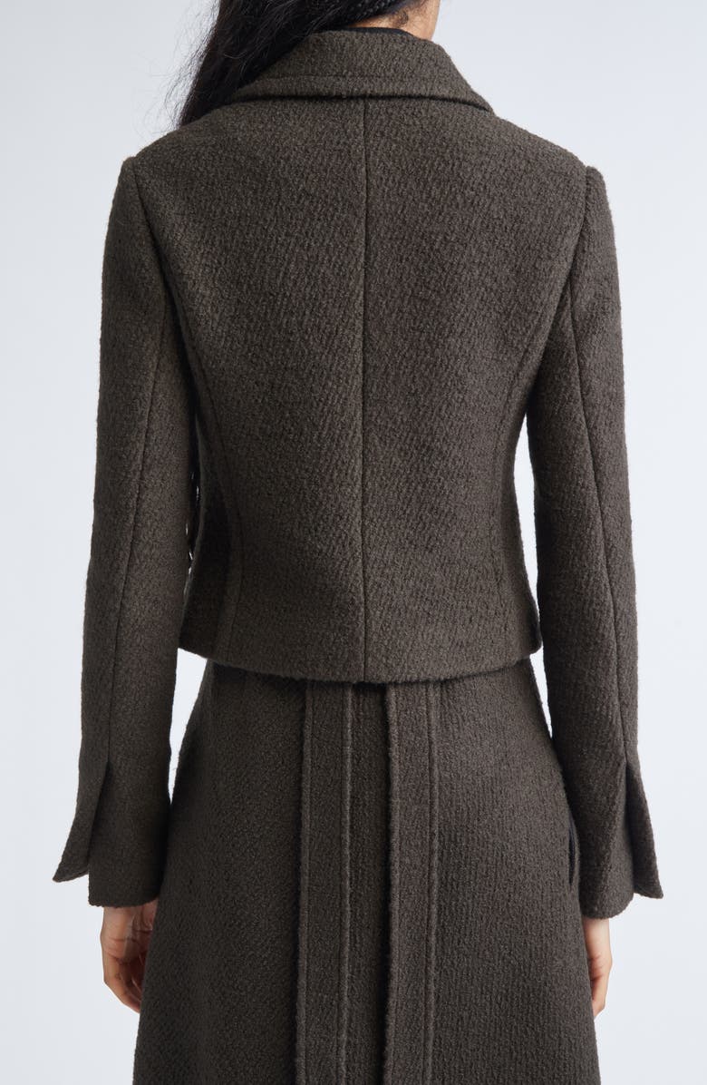 Proenza Schouler Kinsley Bouclé Twill Crop Jacket, Alternate, color, Wood