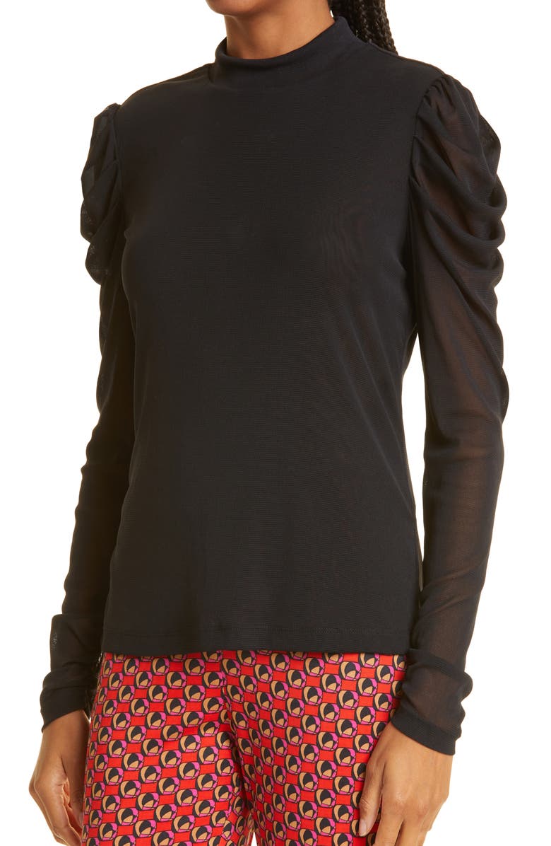 DVF Remy Ruched Mesh Top, Alternate, color, 