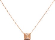 Haus of Brilliance 14K Yellow Gold 1/4 Cttw Diamond Matte Finished Pyramid Pendant Necklace