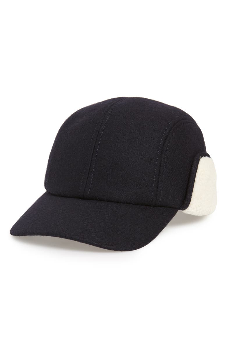 rag & bone Pilot Cap with Faux Shearling Trim, Main, color,