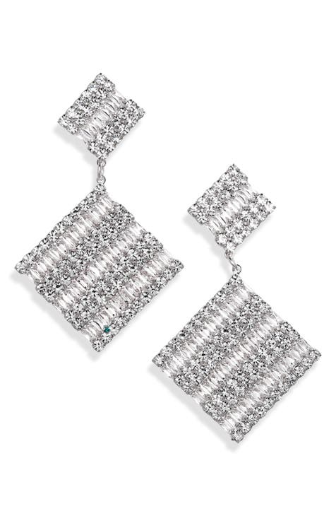 Crystal Square Drop Earrings