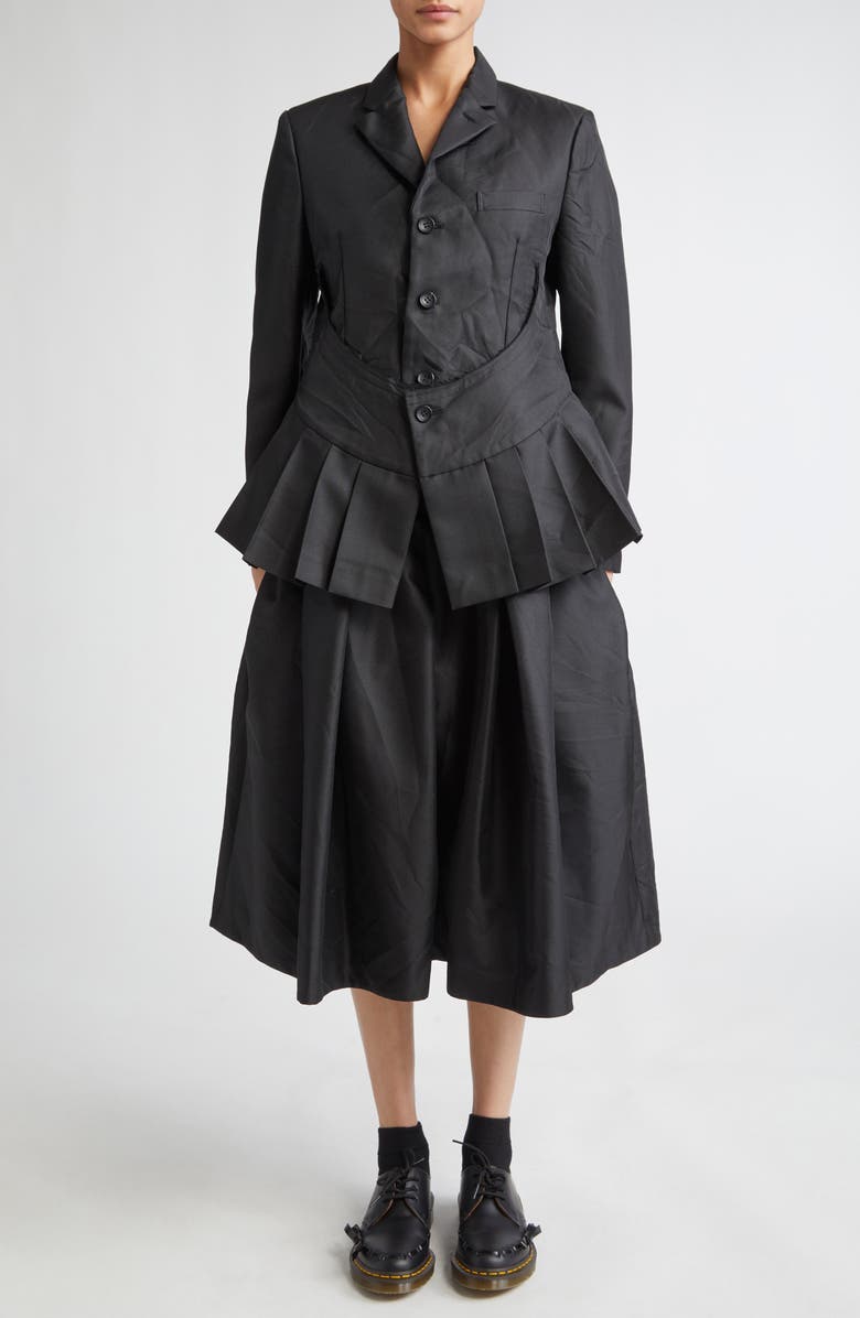 Comme des Garçons Comme des Garçons Pleated Single Breasted Gabardine Blazer, Alternate, color, 