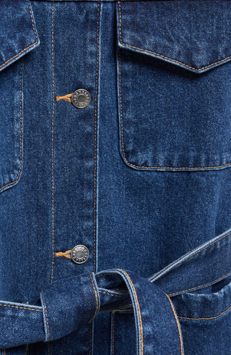 MANGO Belted Denim Jacket, Alternate, color, 