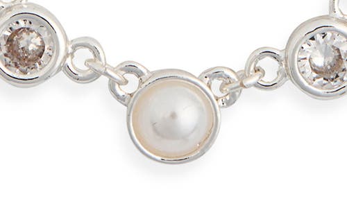 Nordstrom Rack Cubic Zirconia & Faux Pearl Necklace In Metallic