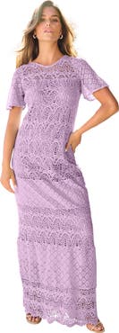 Roaman's Crochet Lace Maxi Dress
