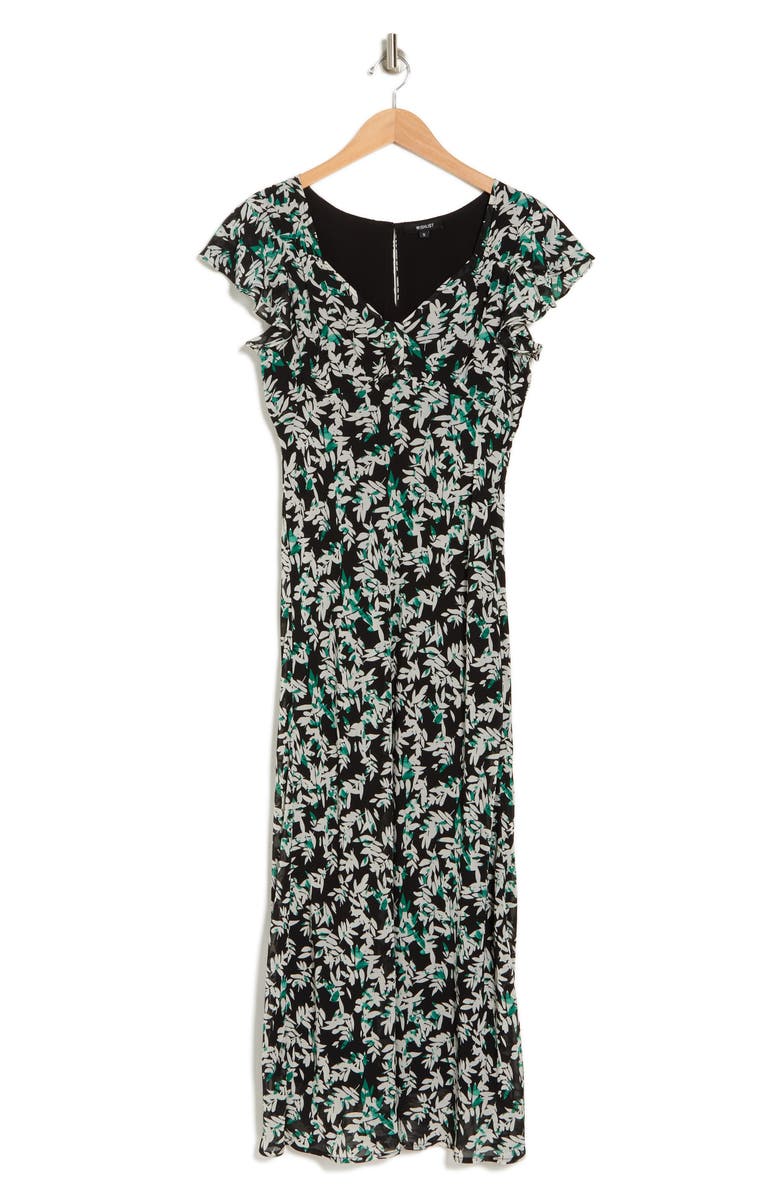 WISHLIST Floral Print V-Neck Maxi Dress, Alternate, color, Black/ Green