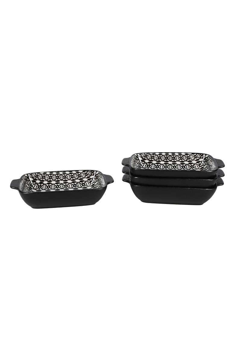 BIA Cordon Bleu Set of 2 Bali Black Sand Geo Rectangular Baking Dishes, Main, color, Black Multi