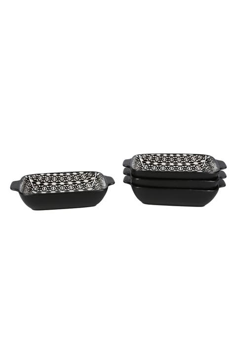 Set of 2 Bali Black Sand Geo Rectangular Baking Dishes