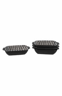 BIA Cordon Bleu Set of 2 Bali Black Sand Geo Rectangular Baking Dishes