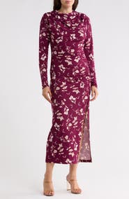Renee C Floral Ruched Midi Dress