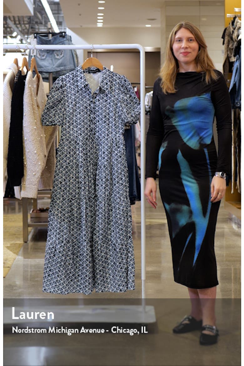 Geo Print Short Sleeve Cotton Shirtdress video