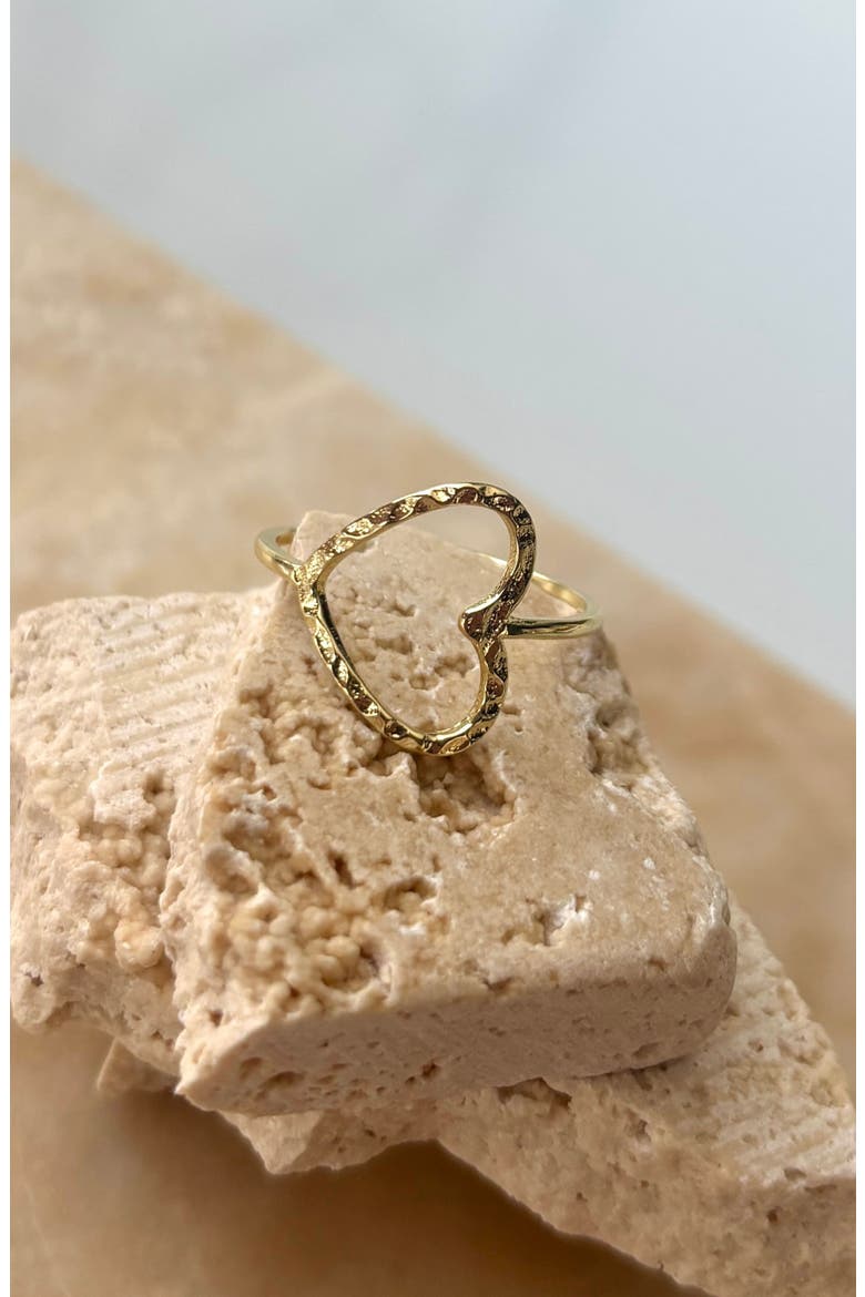 Hammered Open Heart Ring, Alternate, color, GOLD