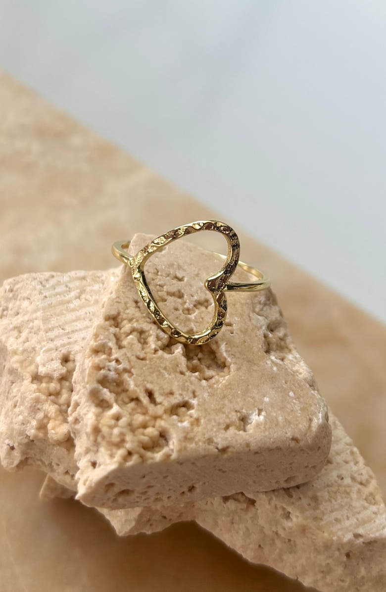 Adornia Hammered Open Heart Ring, Alternate, color, Gold