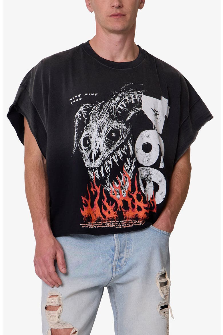 Ritual Distressed Graphic Cutoff T-Shirt, Alternate, color, BLACK