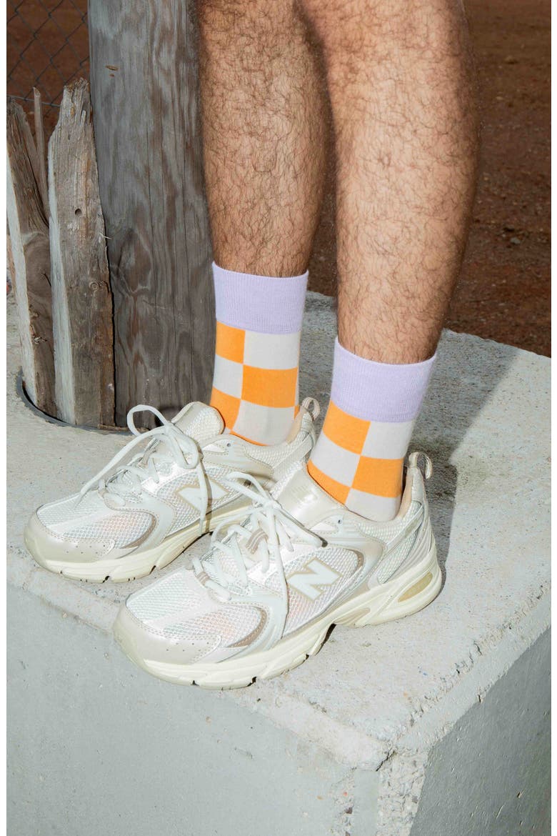 Fanzy 3D Crew Socks, Alternate, color, MULTICOLOR ORANGE