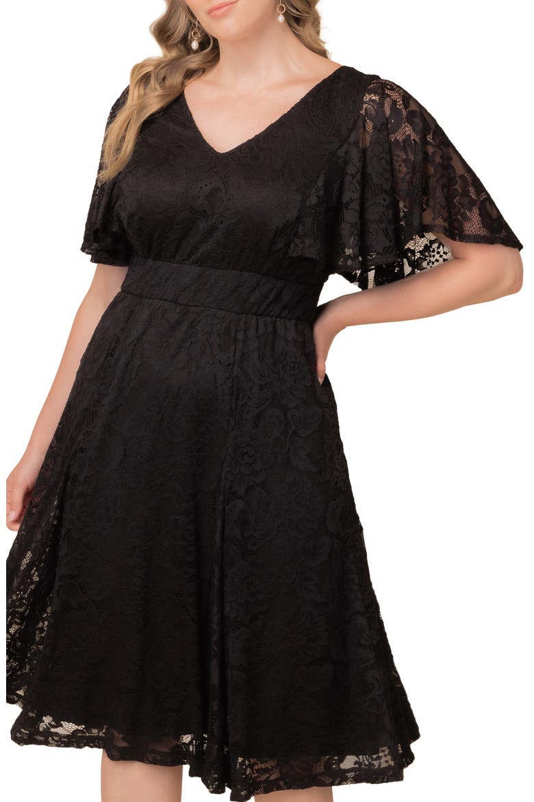 Camille Lace Midi Cocktail Dress, Alternate, color, ONYX