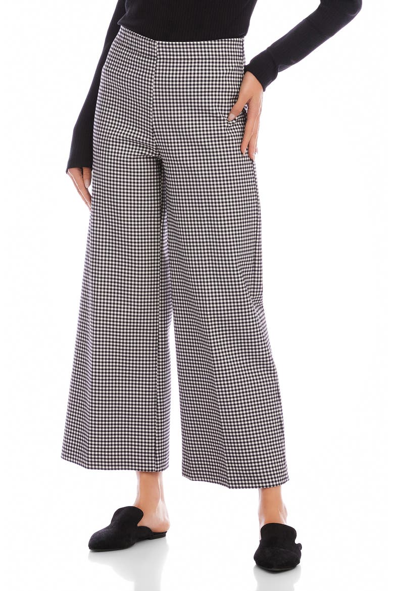 Crop Wide Leg Pants, Alternate, color, BLACK CHECK