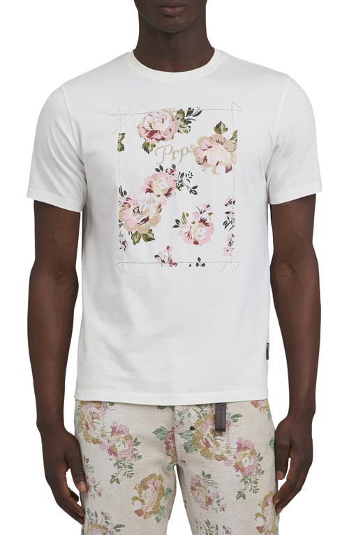 PRPS Alba Floral Embroidered Cotton Graphic T-Shirt in Cream 