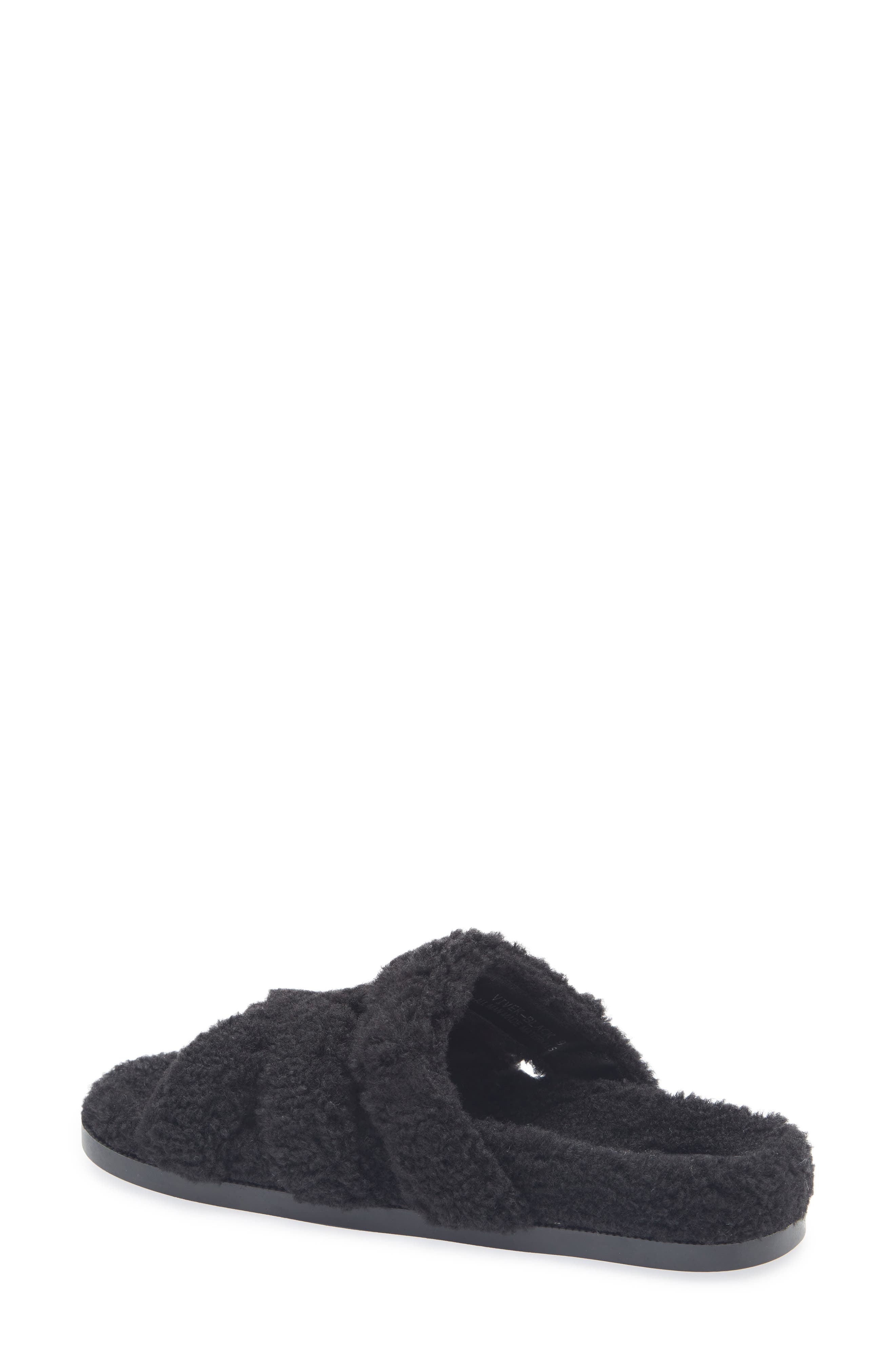 AZALEA WANG Vivek Faux Shearling Slide Sandal, Alternate, color, 