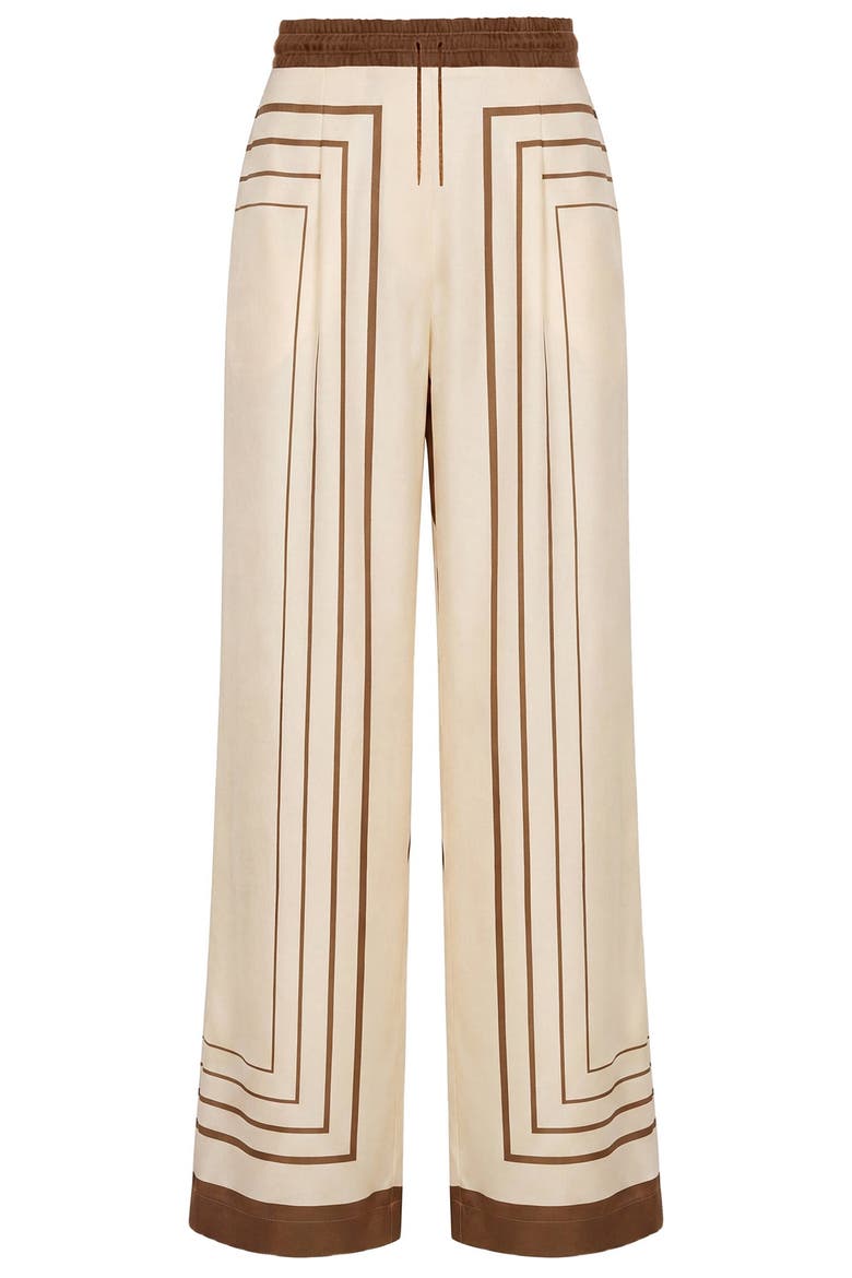 Sandra Print Pant, Alternate, color, Ivory  Spice Scarf Print