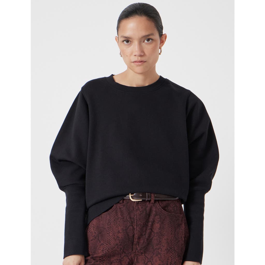 Hush Puff Sleeve Sweatshirt In Black