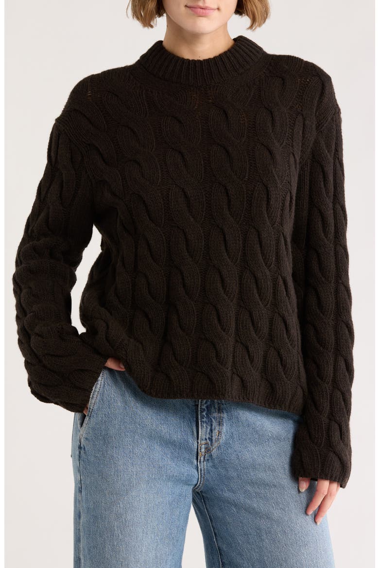Wool Blend Cable Knit Pullover Sweater, Main, color, MINK