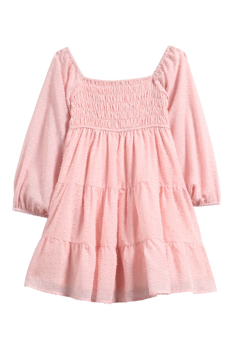 Kids' Swiss Dot Long Sleeve Dress, Main, color, BLUSH