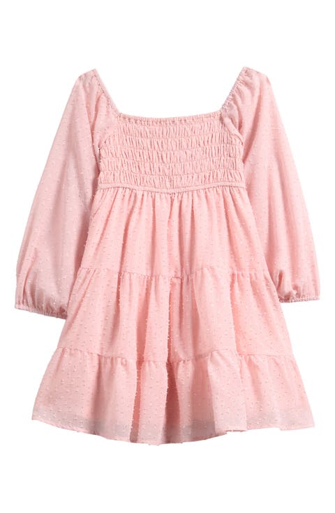 Kids' Swiss Dot Long Sleeve Dress (Big Kid)