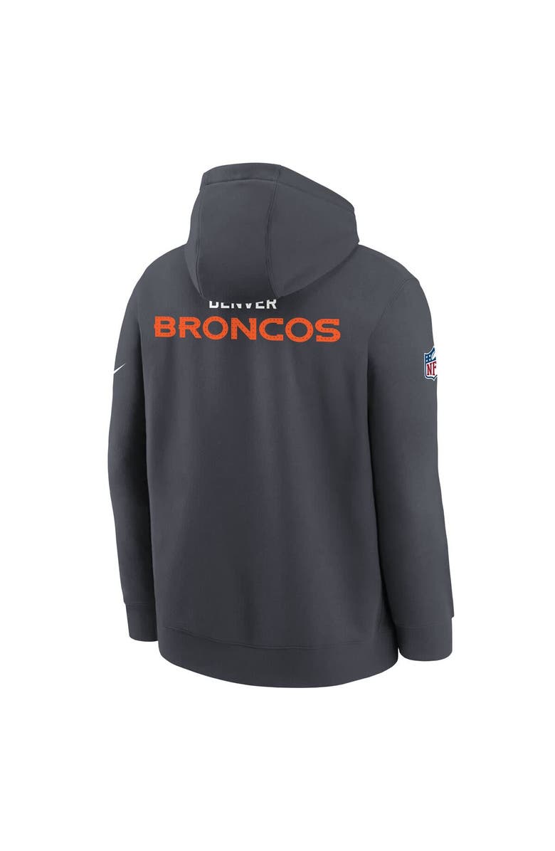 Nike Youth Nike Charcoal Denver Broncos Sideline Club Fleece Hoodie, Alternate, color,