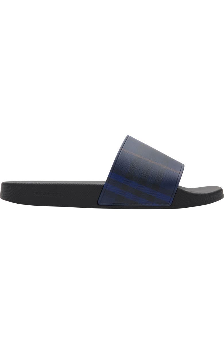Burberry Check Slides, Main, color, Midnight Black
