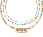 True Religion Crystal Layered Chain Necklace