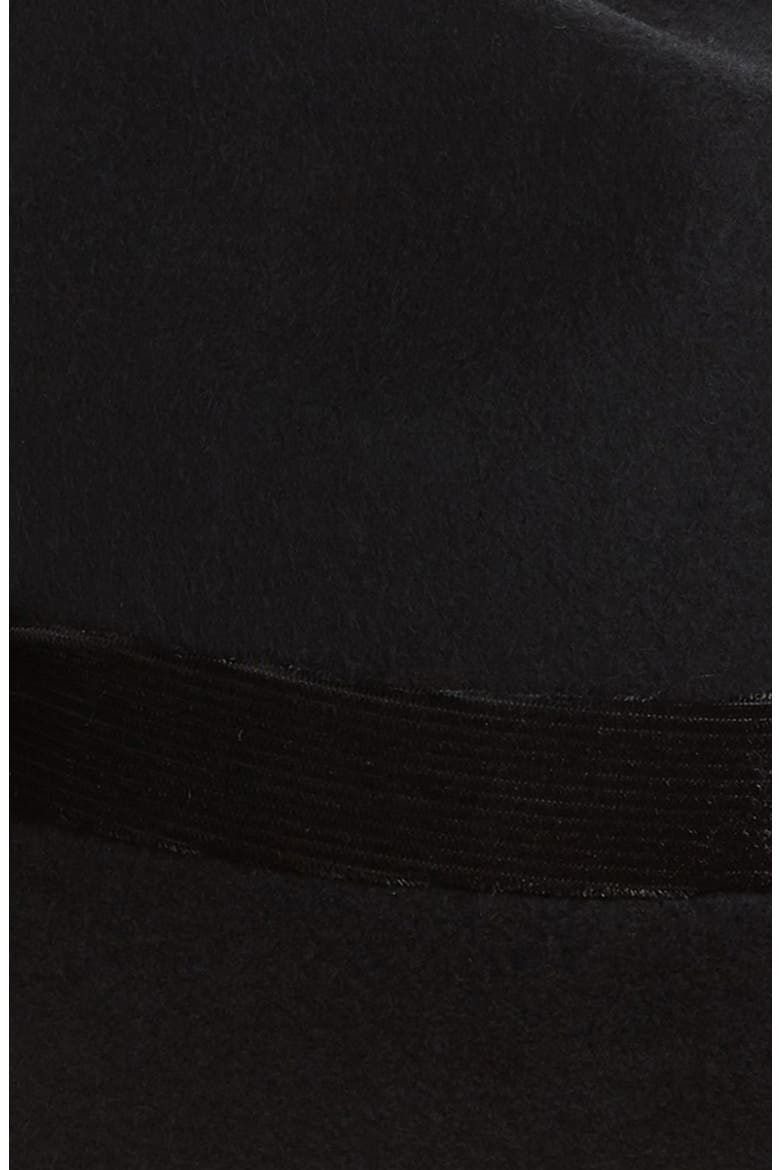 Velvet Trim Felted Wool Panama Hat, Alternate, color, BLACK