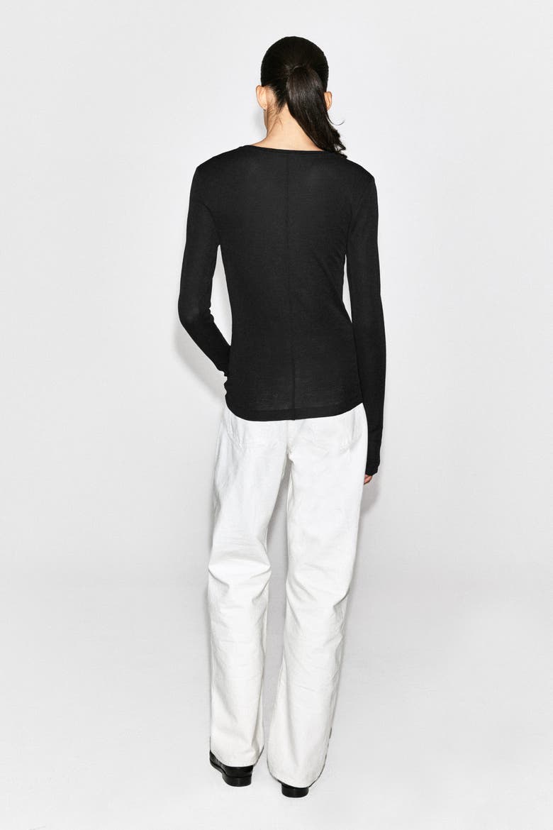 Cotton Long-Sleeved Top, Alternate, color, BLACK