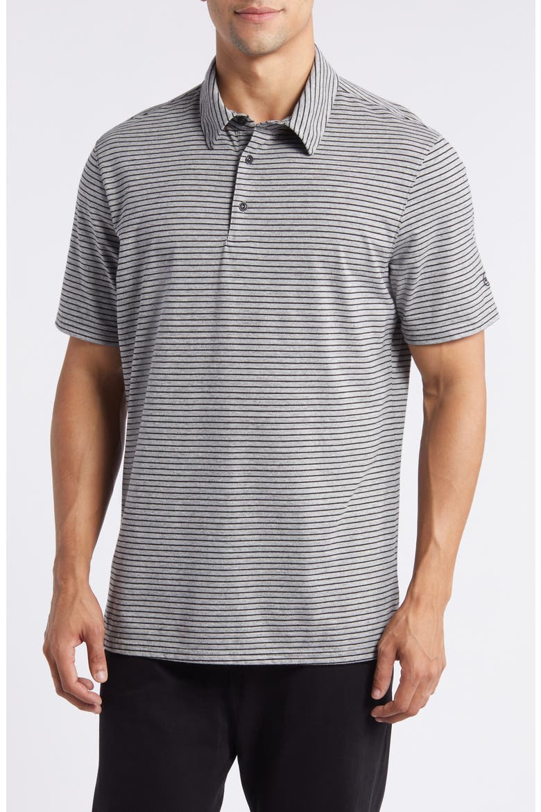Bryce Stripe Cotton Polo, Main, color, HEATHER GREY/ TRUE BLACK
