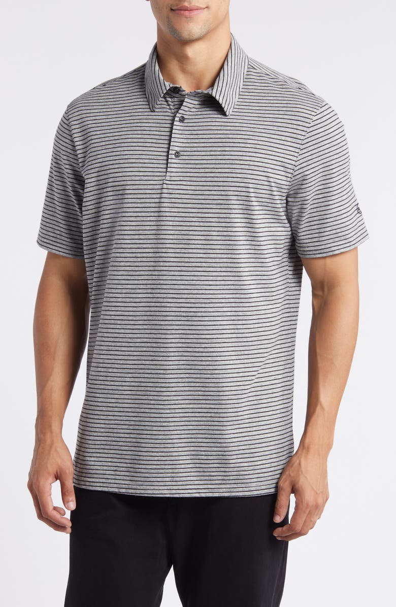 AG Bryce Stripe Cotton Polo, Main, color, Heather Grey/ True Black