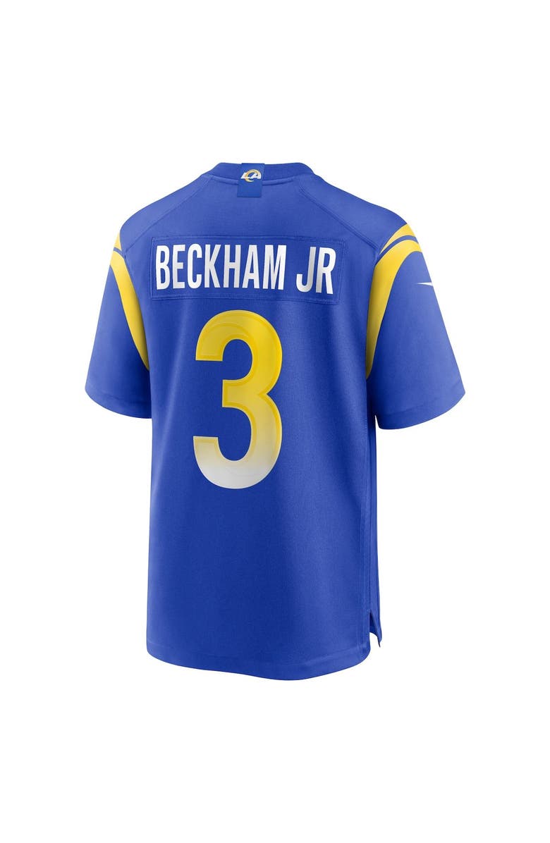Nike Men's Nike Odell Beckham Jr. Royal Los Angeles Rams Super Bowl LVI Game Patch Jersey, Alternate, color,