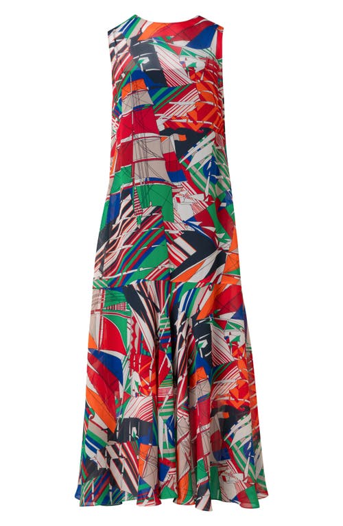 Akris Punto Sea Clipper Print Midi Georgette Dress In Multicolor