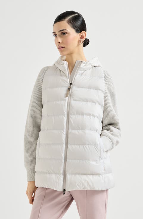 Nylon hooded down jacket