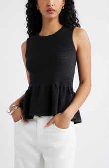 Open Stitch Peplum Sweater Tank