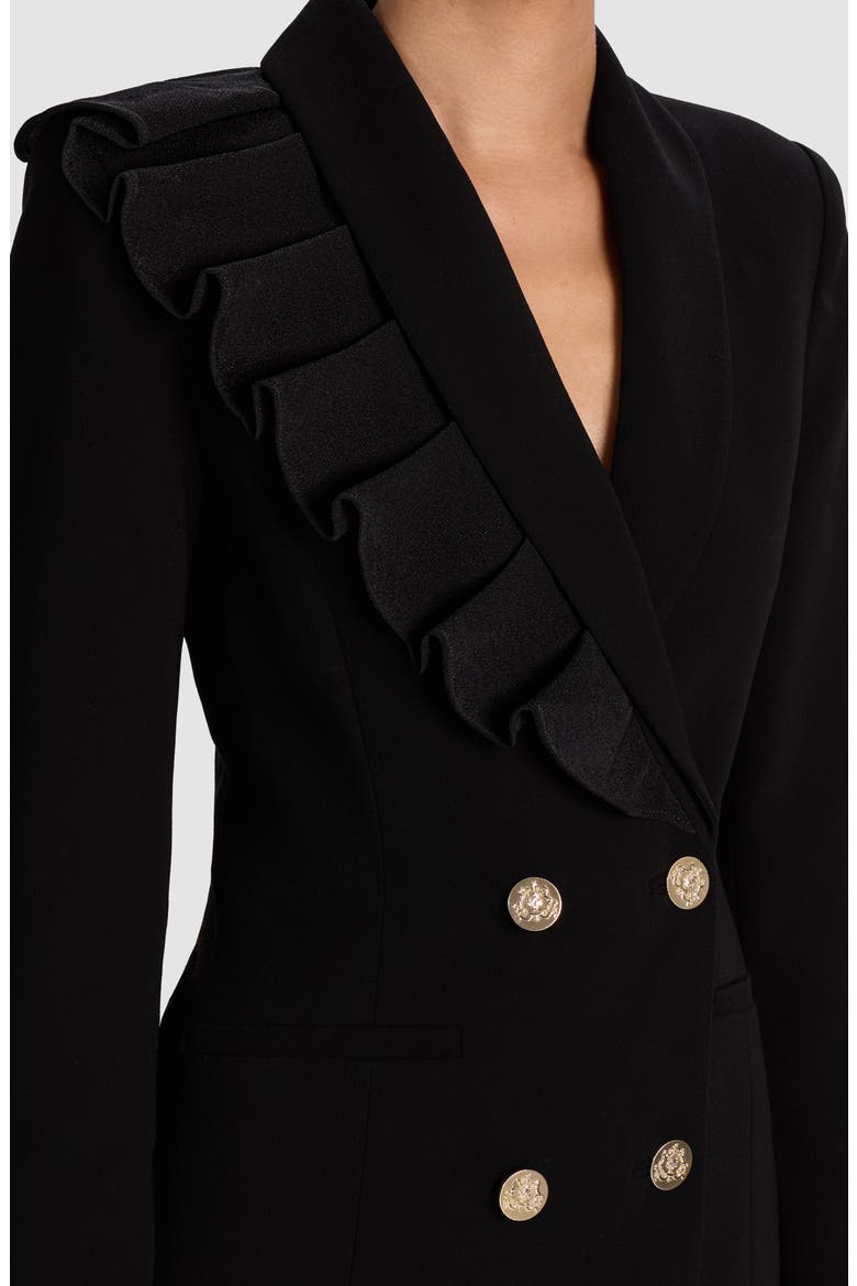 Latoya Ruffle Detail Long Sleeve Blazer Dress, Alternate, color, BLACK