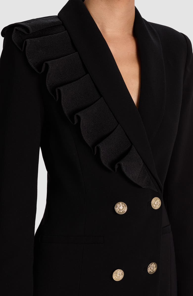 Alice + Olivia Latoya Ruffle Detail Long Sleeve Blazer Dress, Alternate, color, Black